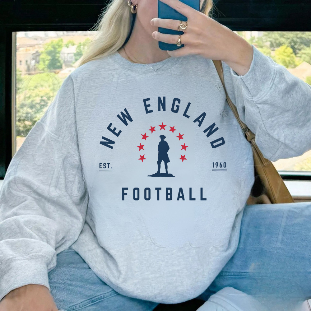 Football Patriot Minute Man Stars Est 1960 Vintage Ash Grey Sweatshirt